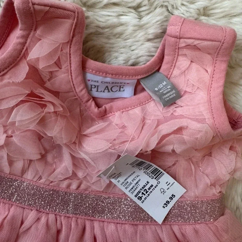 The Children’s Place toddler 9-12 months 3D Rosette Mesh fit and flare dress